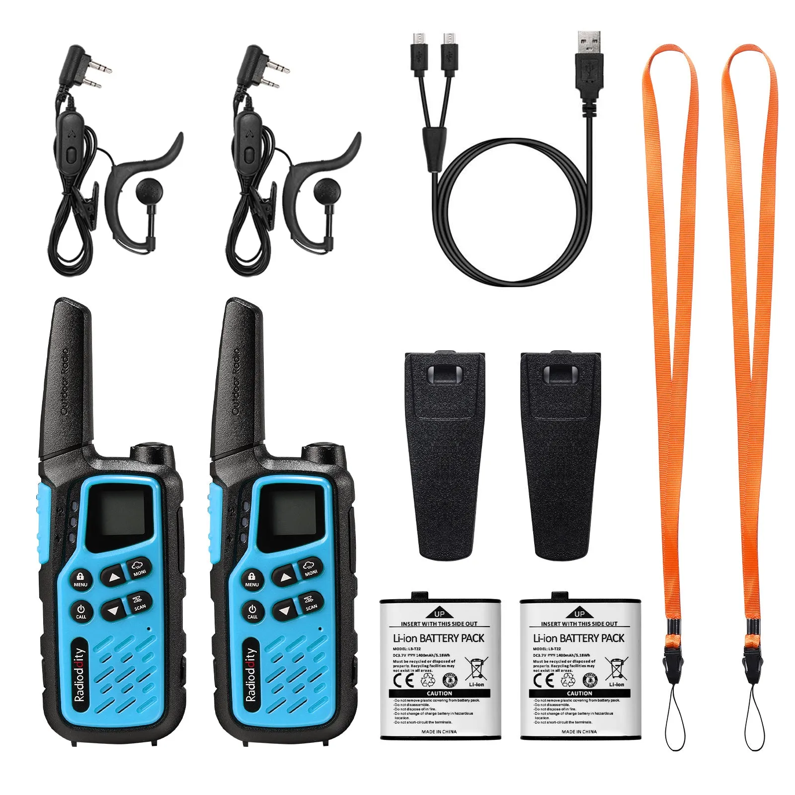 Radioddity FS-T7 FRS Radio | License Free | USB-C Charging | Dual Watch | VOX | Flashlight | NOAA