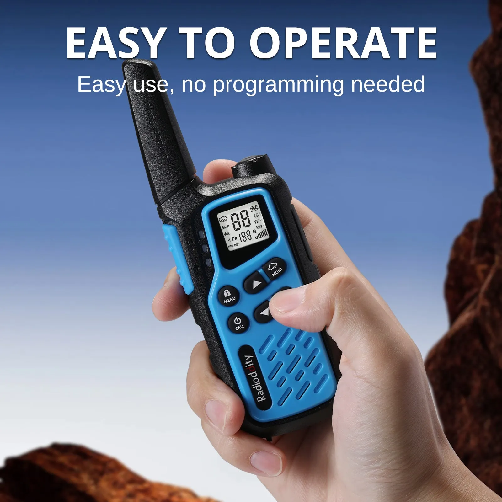 Radioddity FS-T7 FRS Radio | License Free | USB-C Charging | Dual Watch | VOX | Flashlight | NOAA