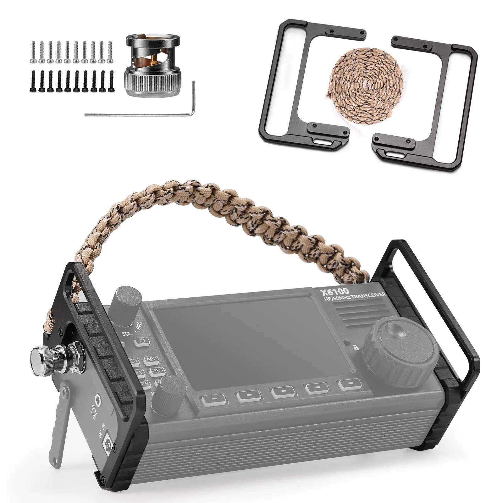 Radioddity X6100-H1 Protection Bracket | Screen Protector | Braiding Rope Handle | for Xiegu X6100