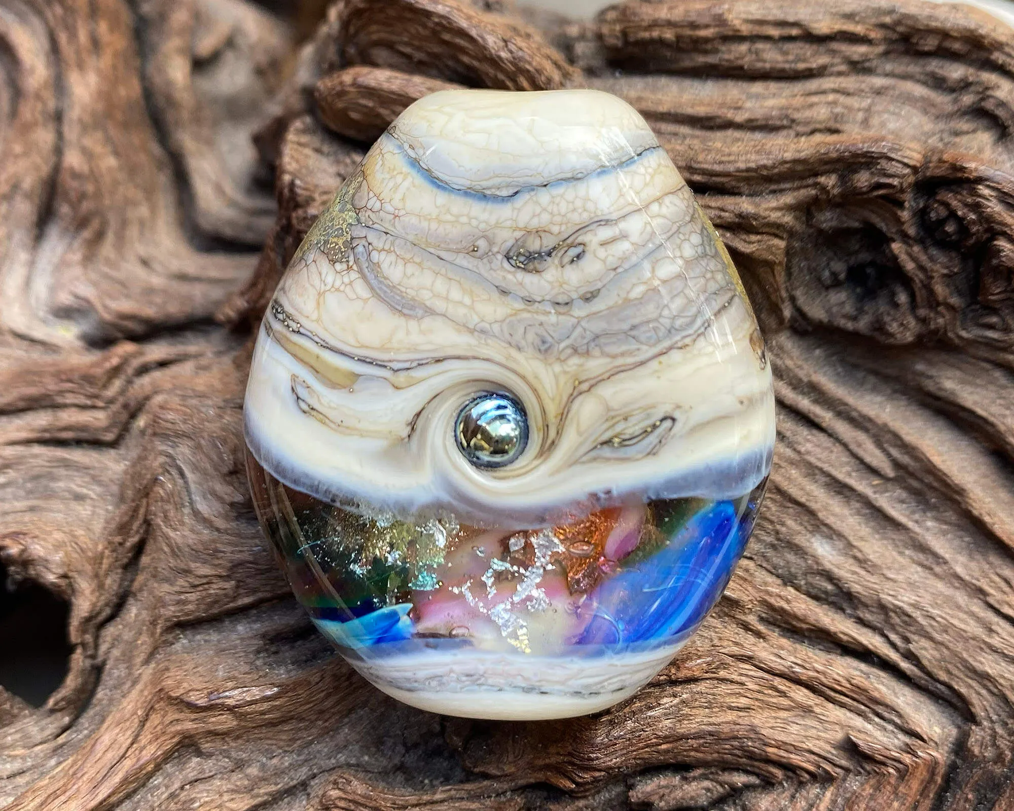 Rainbow Silver Organic Lampwork Focal Bead SRA