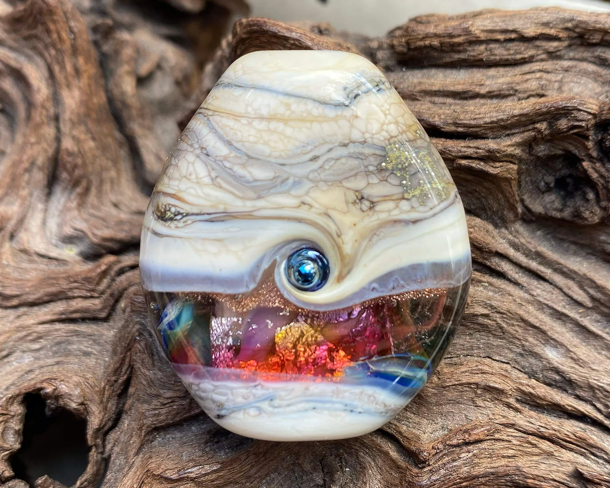 Rainbow Silver Organic Lampwork Focal Bead SRA