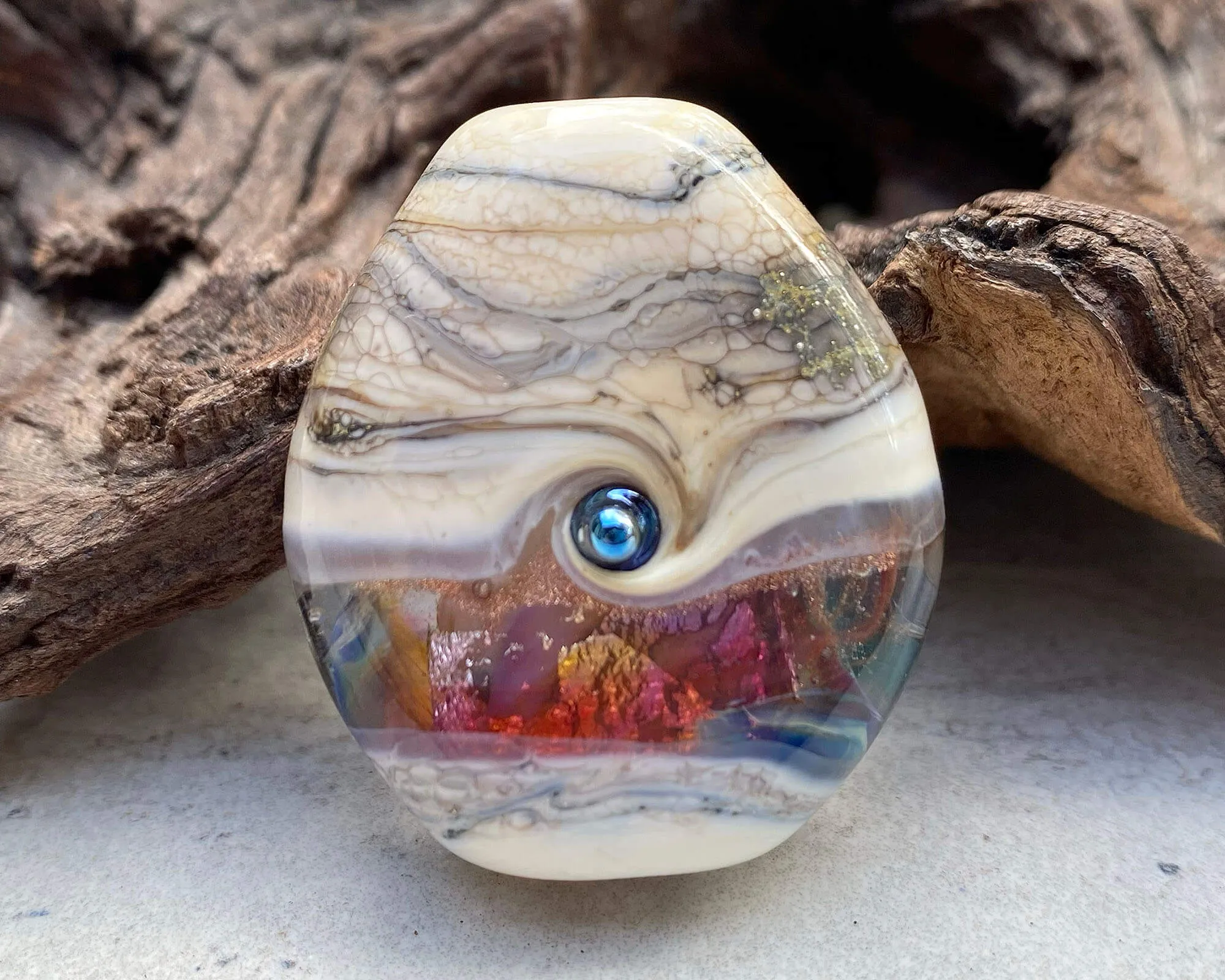 Rainbow Silver Organic Lampwork Focal Bead SRA