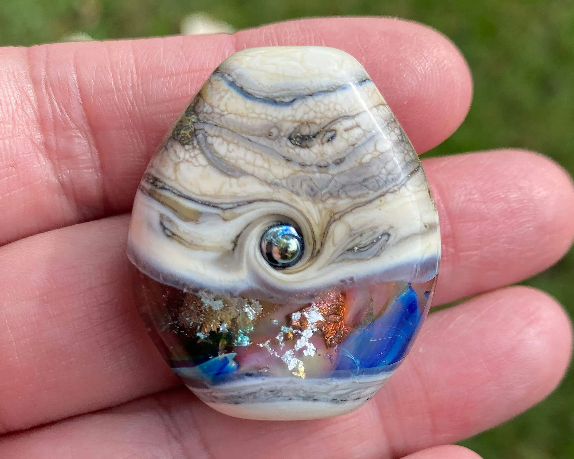Rainbow Silver Organic Lampwork Focal Bead SRA