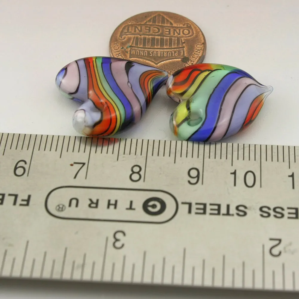 Rainbow Twist Flat Heart Pair