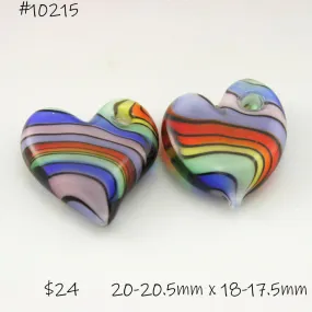 Rainbow Twist Flat Heart Pair