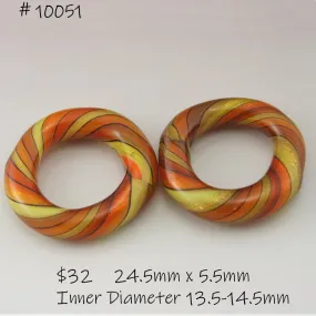 Red, Orange, Yellow, Black with Sparkle Twist Circle Pair