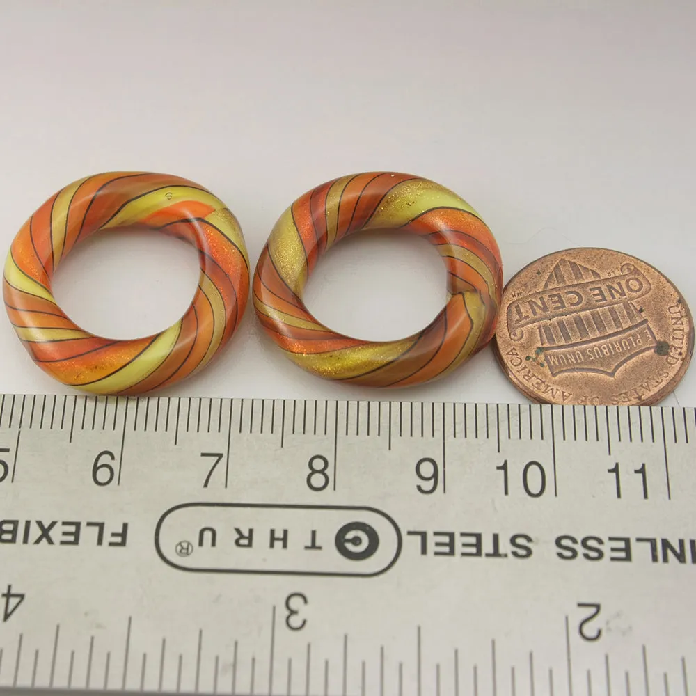 Red, Orange, Yellow, Black with Sparkle Twist Circle Pair