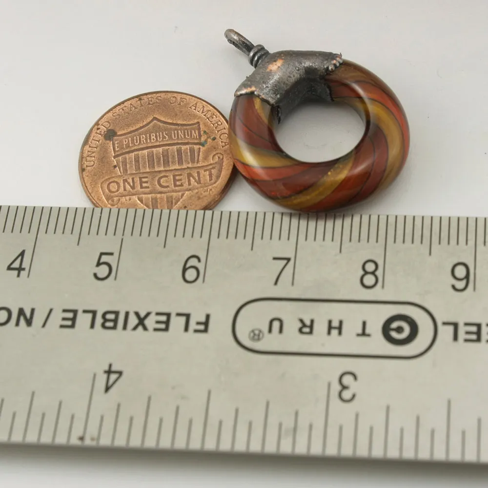 Red Orange Yellow Goldstone Twist Circle with Copper Electroforming