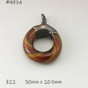 Red Orange Yellow Goldstone Twist Circle with Copper Electroforming
