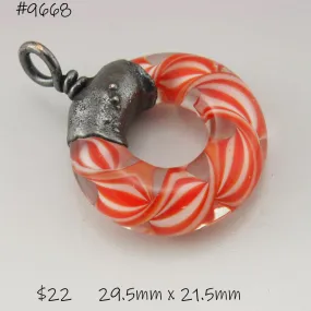 Red White Helix Twist Circle with Copper Electroforming