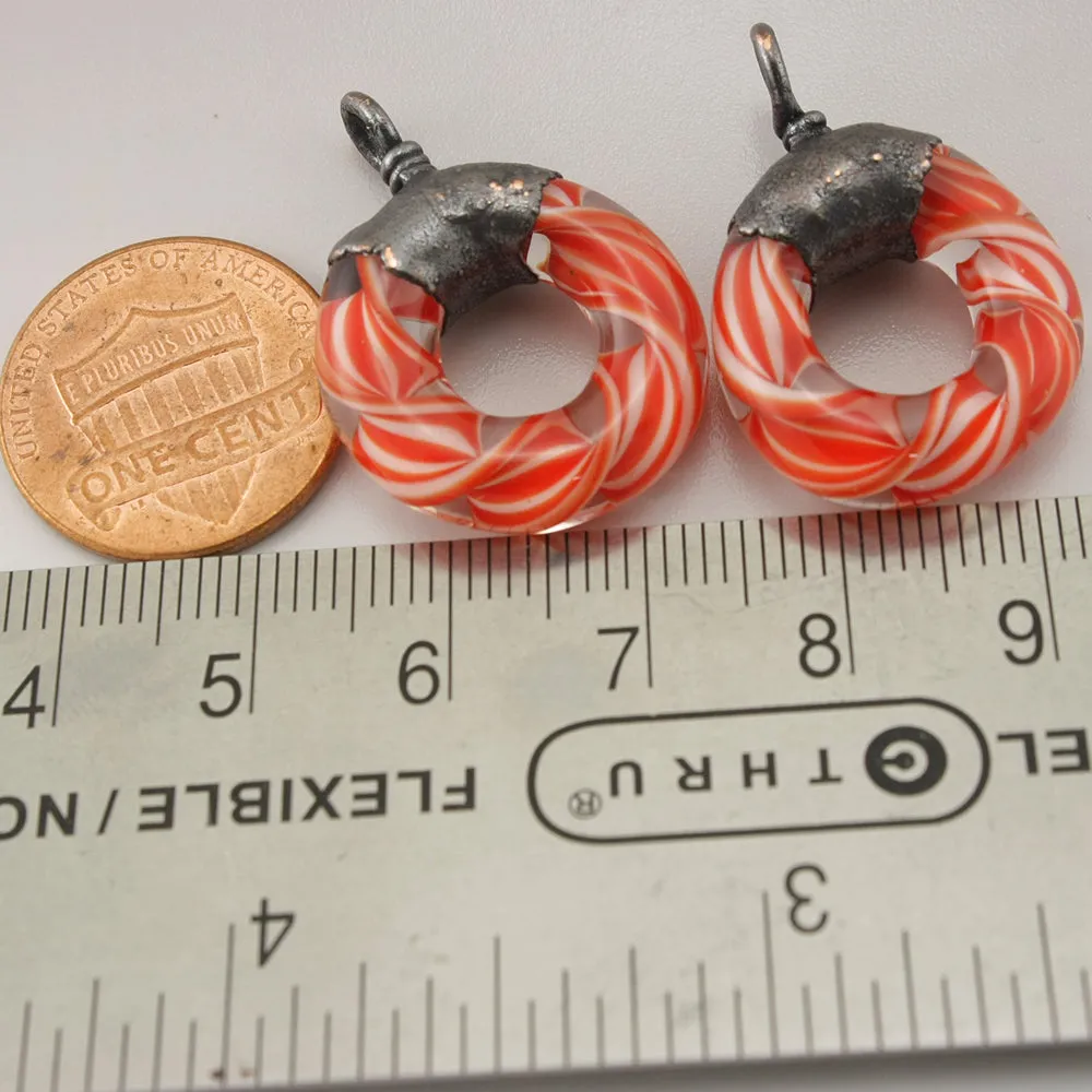 Red White Helix Twist Circles with Copper Electroforming