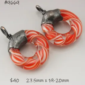 Red White Helix Twist Circles with Copper Electroforming