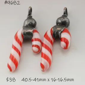 Red White Twist Candy Canes with Copper Electroforming