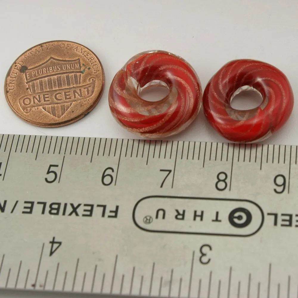 Red with Goldstone Pinstripes Twist Circle Pair