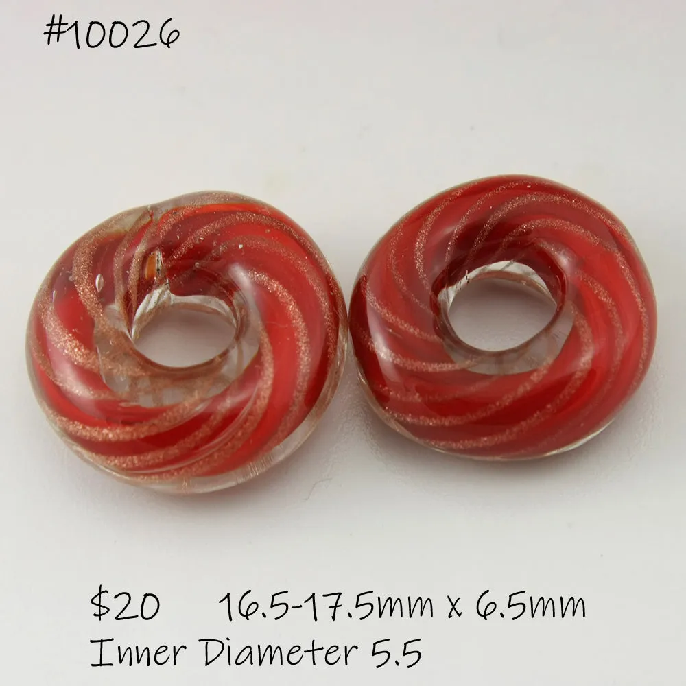 Red with Goldstone Pinstripes Twist Circle Pair
