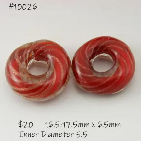 Red with Goldstone Pinstripes Twist Circle Pair