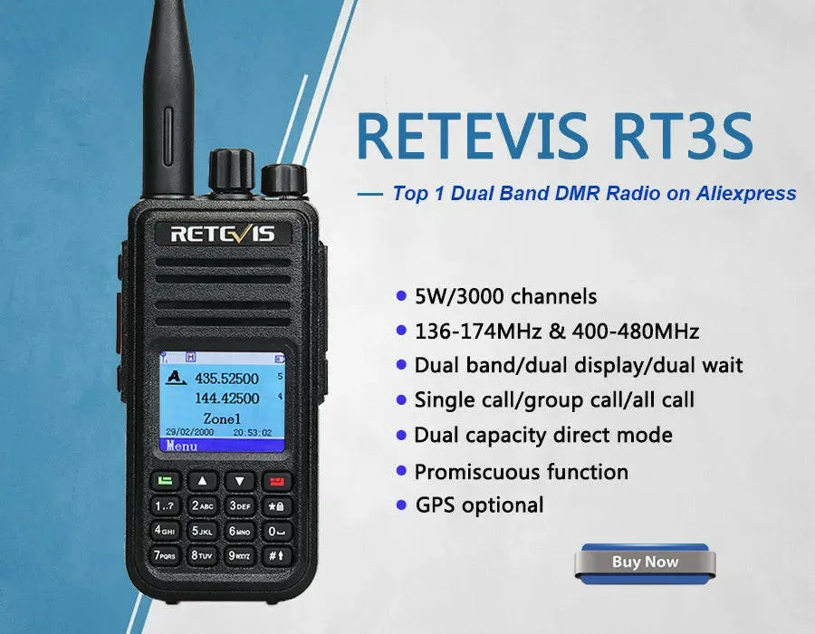 Retevis RT3S DMR Digital Walkie Talkie Ham Radio Stations Walkie-talkies Professional Amateur Two-Way Radio VHF UHF GPS APRS 5W