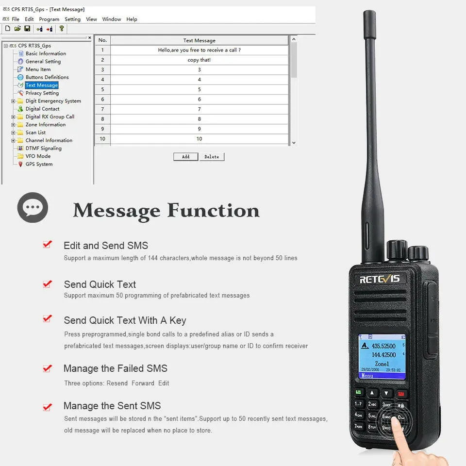Retevis RT3S DMR Digital Walkie Talkie Ham Radio Stations Walkie-talkies Professional Amateur Two-Way Radio VHF UHF GPS APRS 5W
