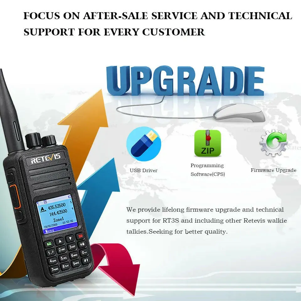Retevis RT3S DMR Digital Walkie Talkie Ham Radio Stations Walkie-talkies Professional Amateur Two-Way Radio VHF UHF GPS APRS 5W