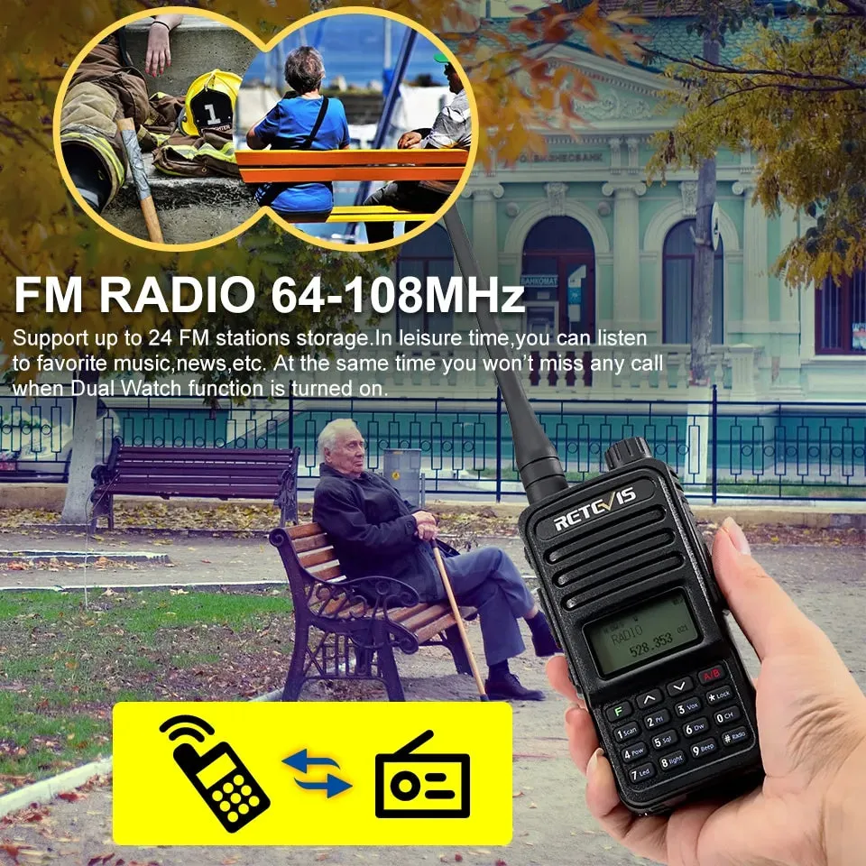 Retevis Walkie Talkie RT85 Ham Two Way Radio Station 5W Walkie Talkies VHF UHF Dual Band Amateur Radio HT For Hunting
