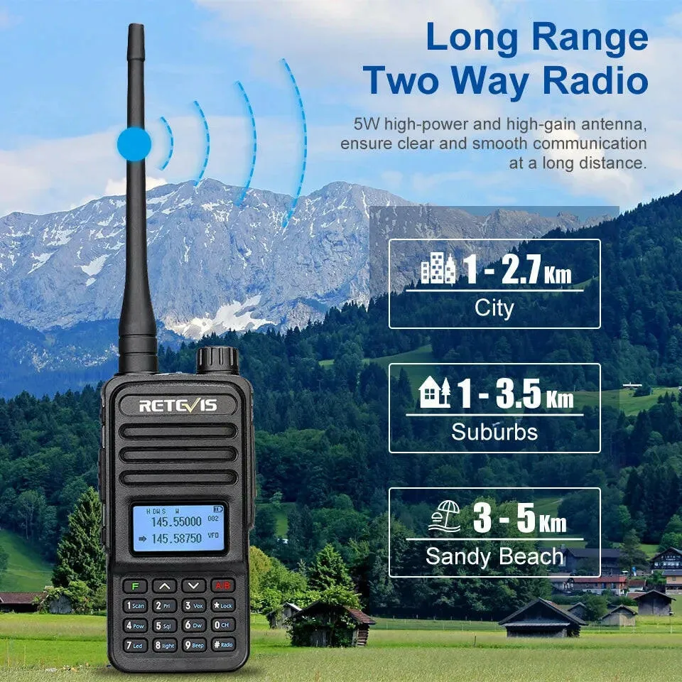 Retevis Walkie Talkie RT85 Ham Two Way Radio Station 5W Walkie Talkies VHF UHF Dual Band Amateur Radio HT For Hunting