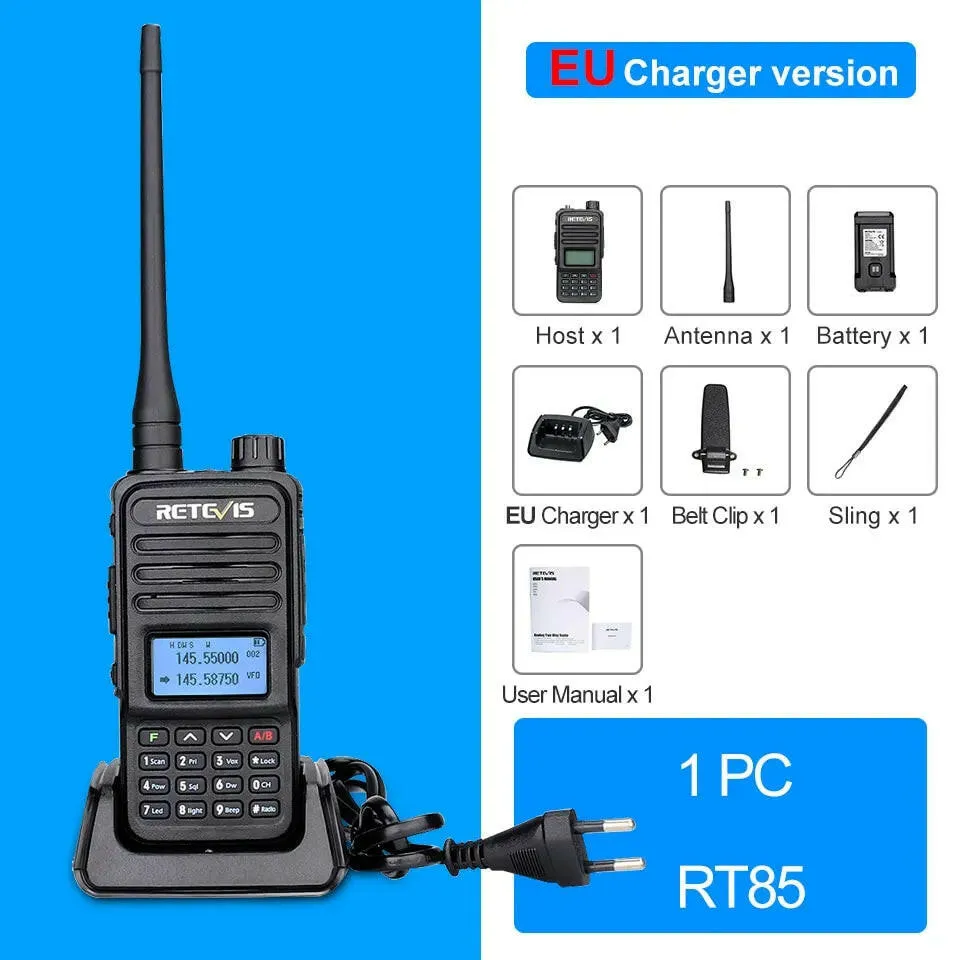 Retevis Walkie Talkie RT85 Ham Two Way Radio Station 5W Walkie Talkies VHF UHF Dual Band Amateur Radio HT For Hunting