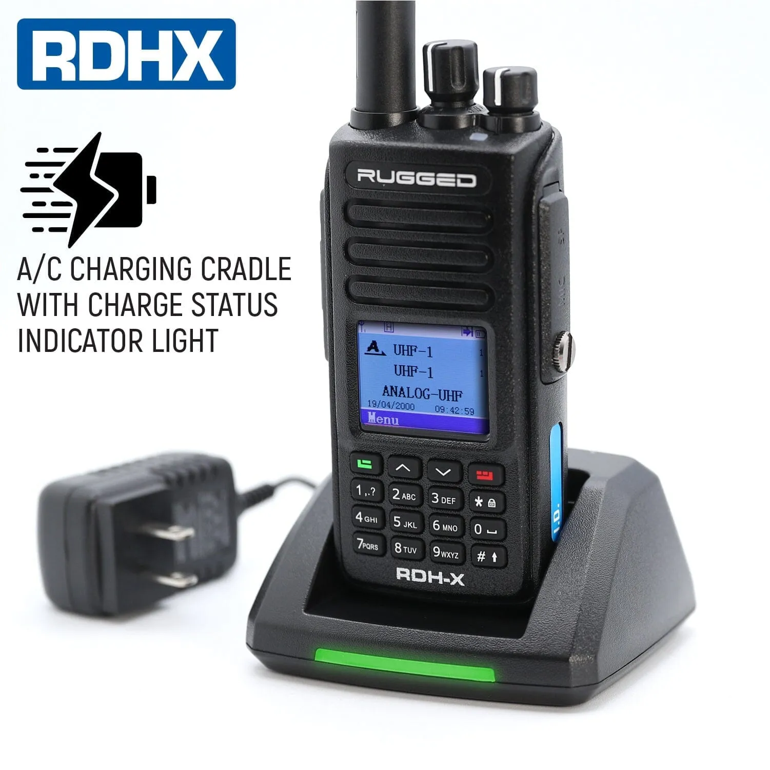 Rugged RDH-X Waterproof Dual Band Handheld Radio - Black