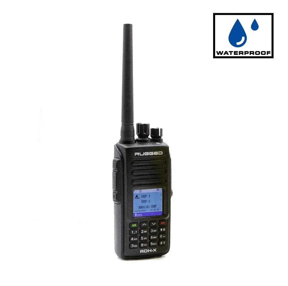 Rugged RDH-X Waterproof Dual Band Handheld Radio - Black