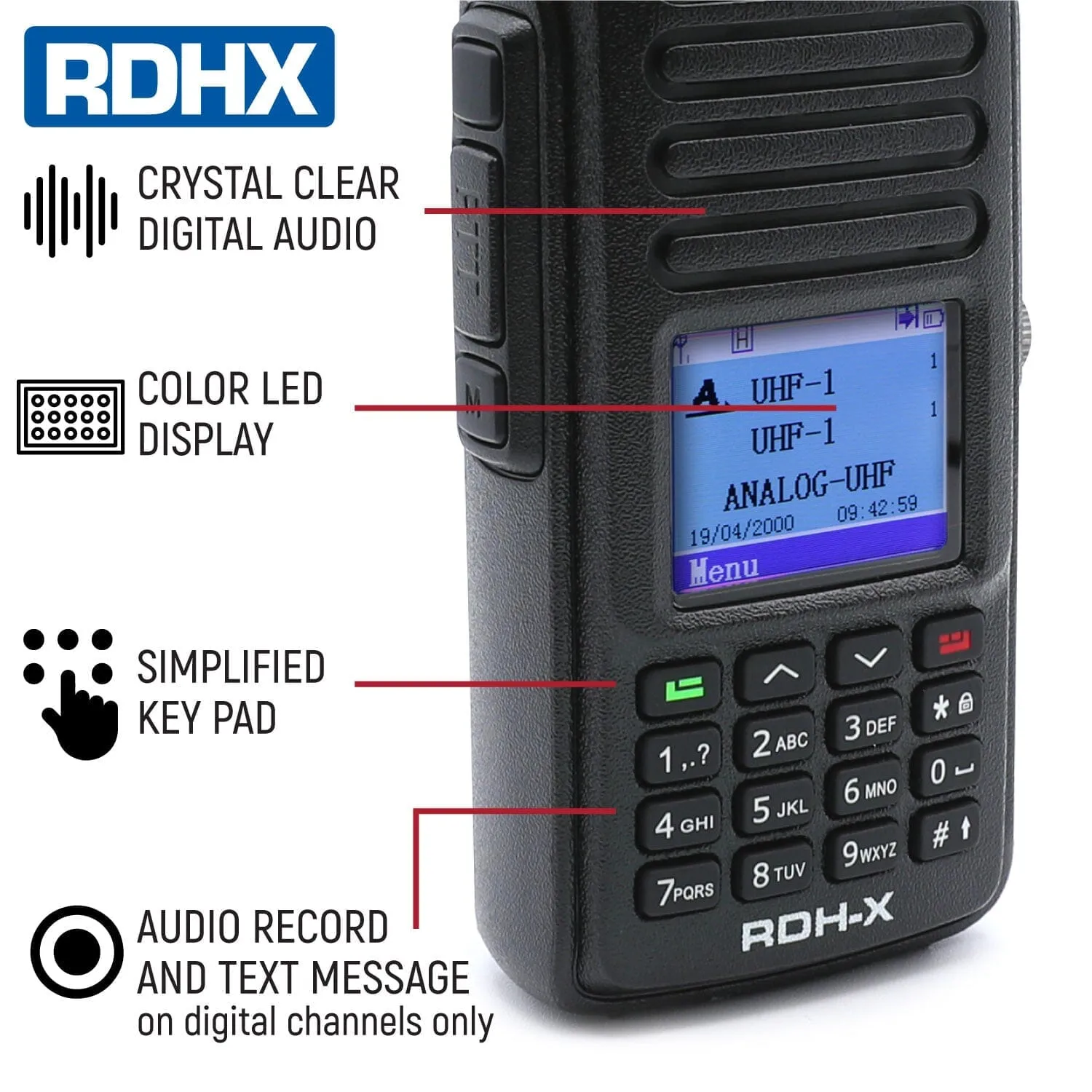 Rugged RDH-X Waterproof Dual Band Handheld Radio - Black
