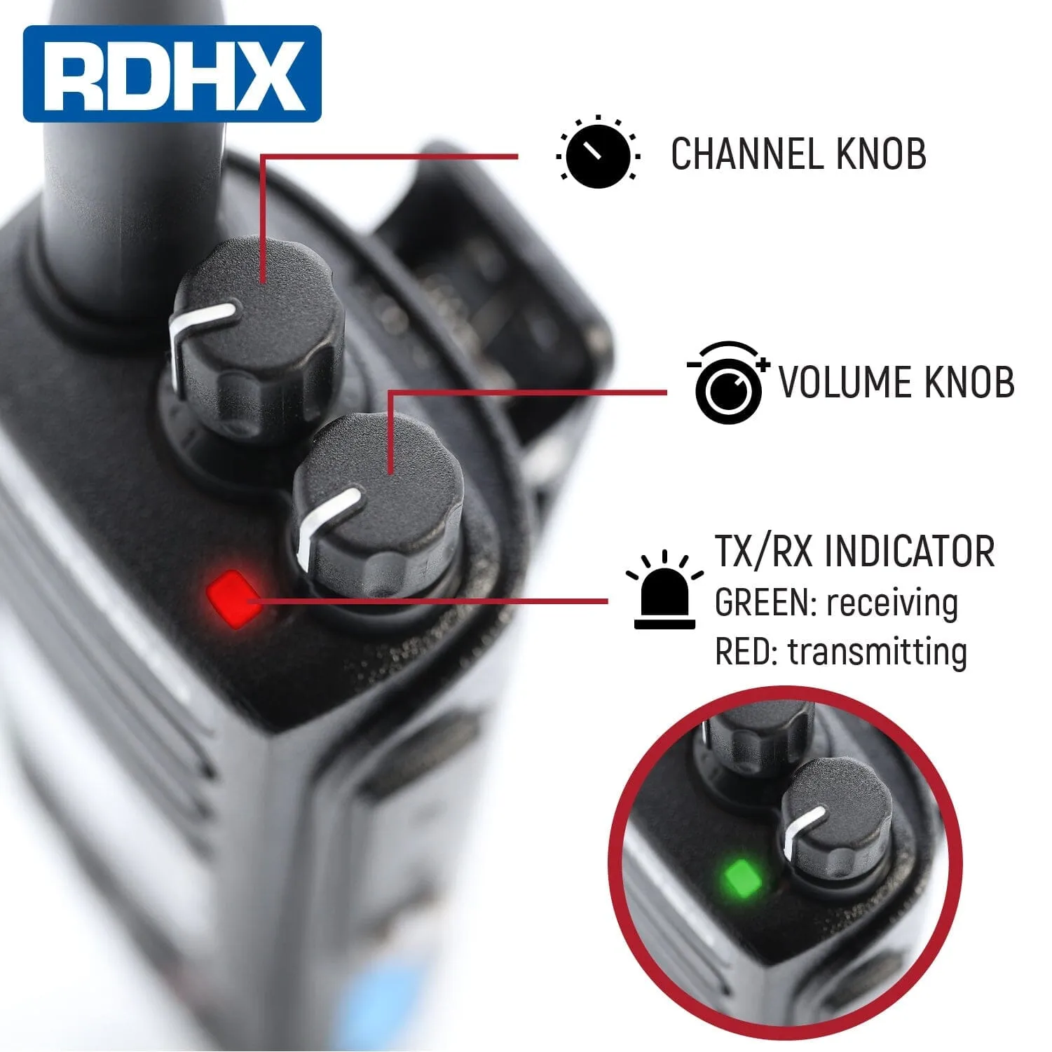 Rugged RDH-X Waterproof Dual Band Handheld Radio - Black