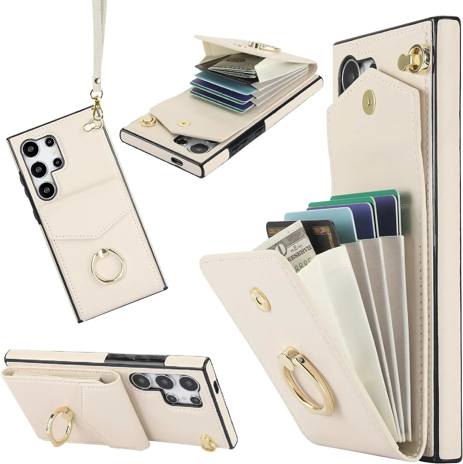 Samsung Galaxy S24 Ultra Case Wallet Card Holder Stand 4Card Slot Leather Case
