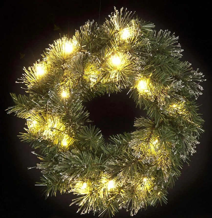 Snowtime Rosemary Spruce Pre-Lit Wreath with LEDs