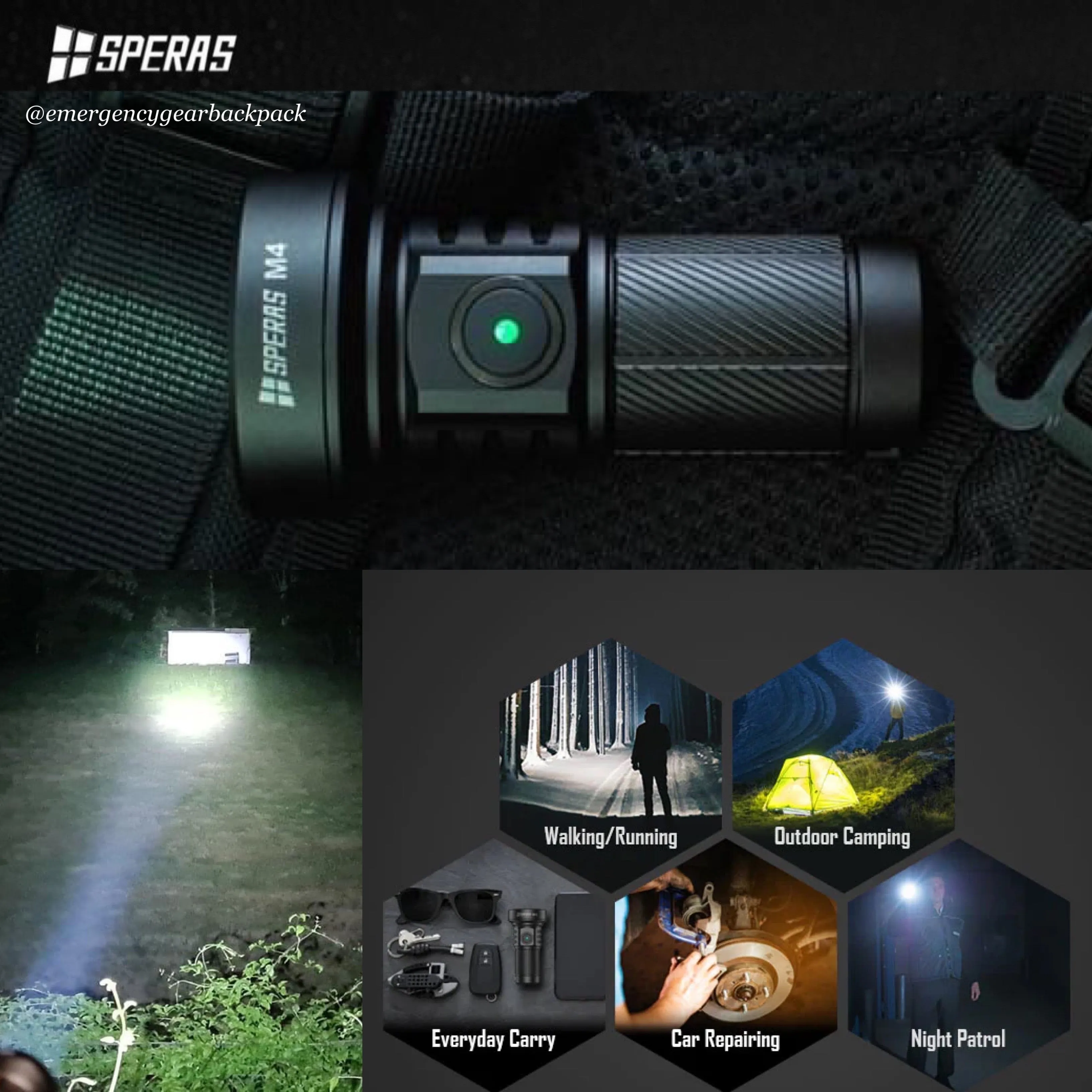 SPERAS M4 1320LMS 652M Mini Pocket Thrower Flashlight