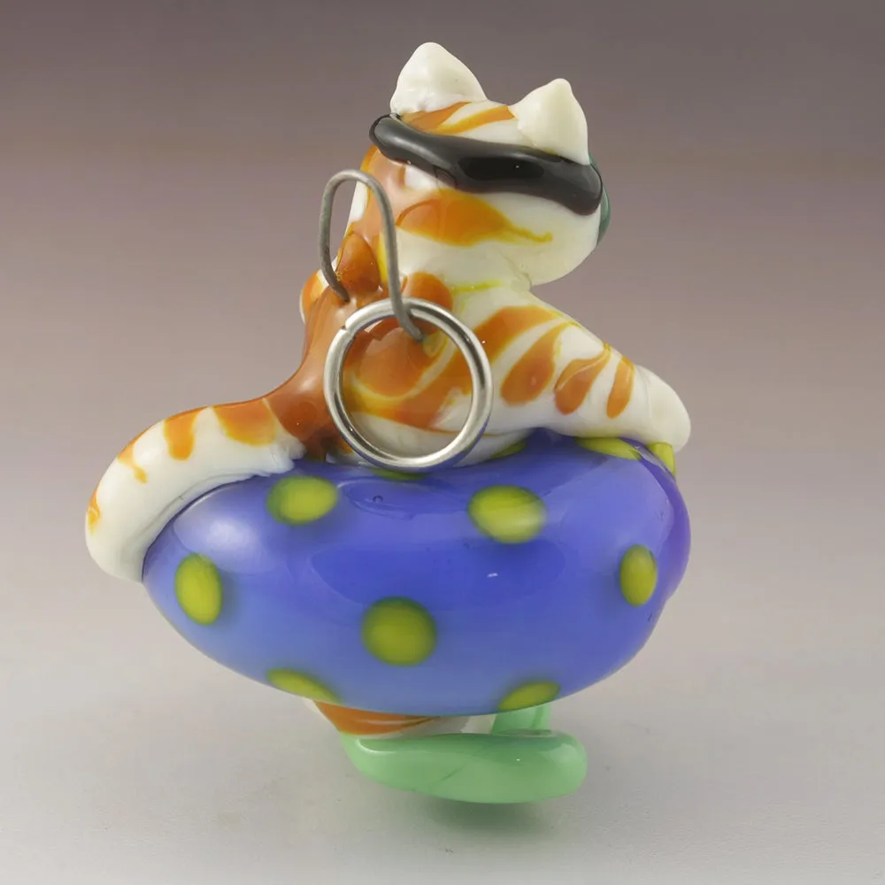 Summer Tubing Kitty Sculpture Pendant