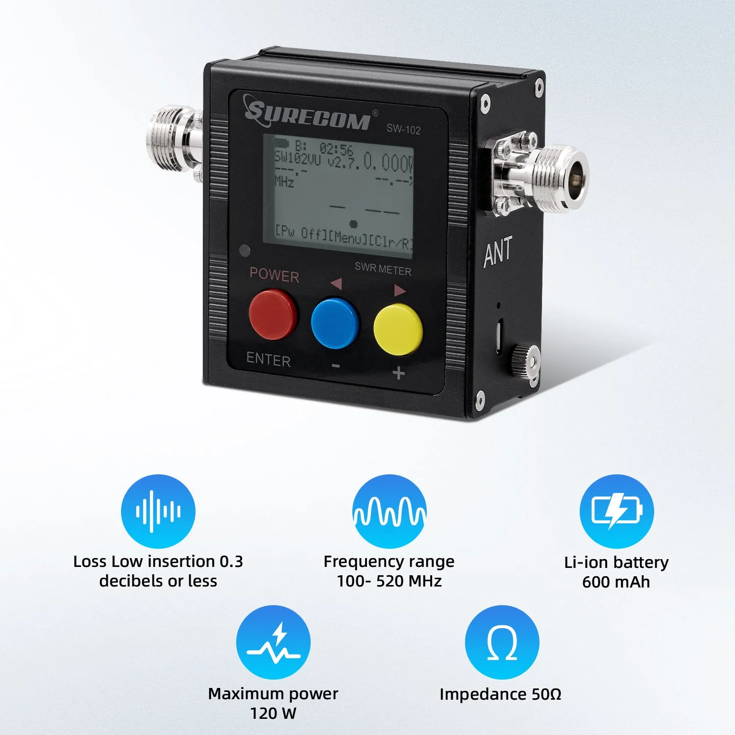 Surecom SW-102 Digital VHF/UHF 125-525Mhz Power & SWR Meter