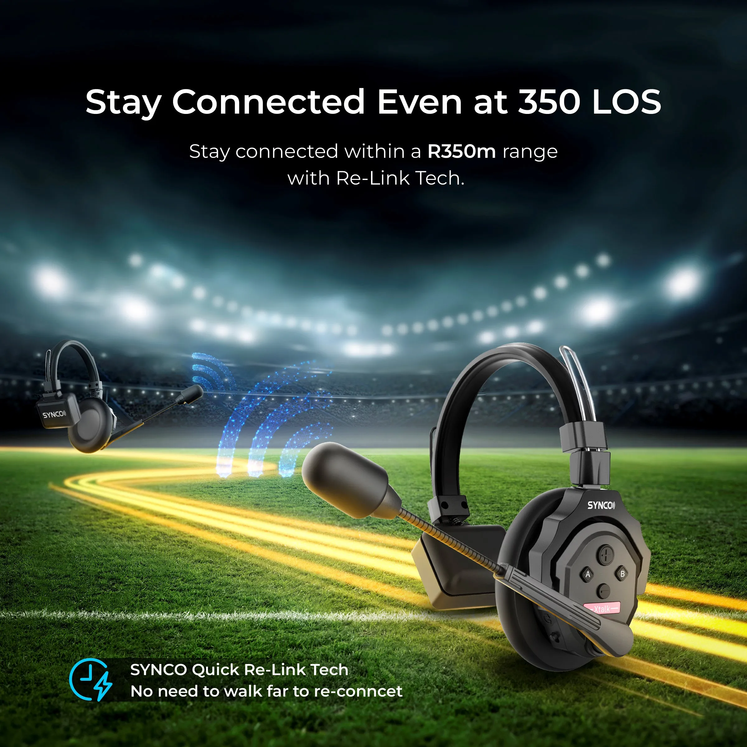 SYNCO (X-Talk X5) 2.4GHz Wireless Headset Intercom System Random Master Device Design for Movie Shoot Live Show Stage Performance (5PCS)