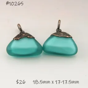 Teal Geometric Triangles with Copper Electroforming Pair