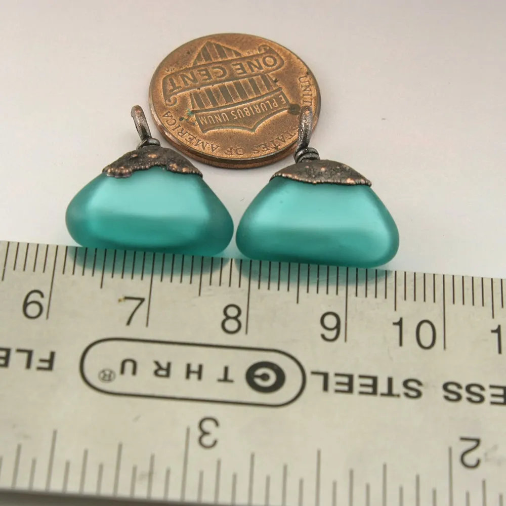 Teal Geometric Triangles with Copper Electroforming Pair
