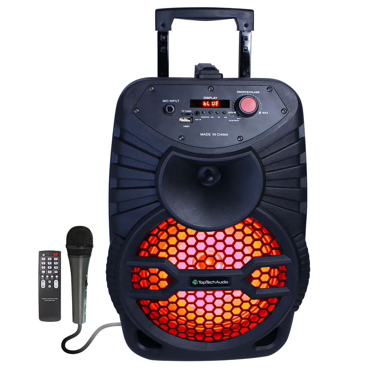 TOPTECH EDGE-8 Portable 8" Bluetooth Party Speaker with Lights and Remote
