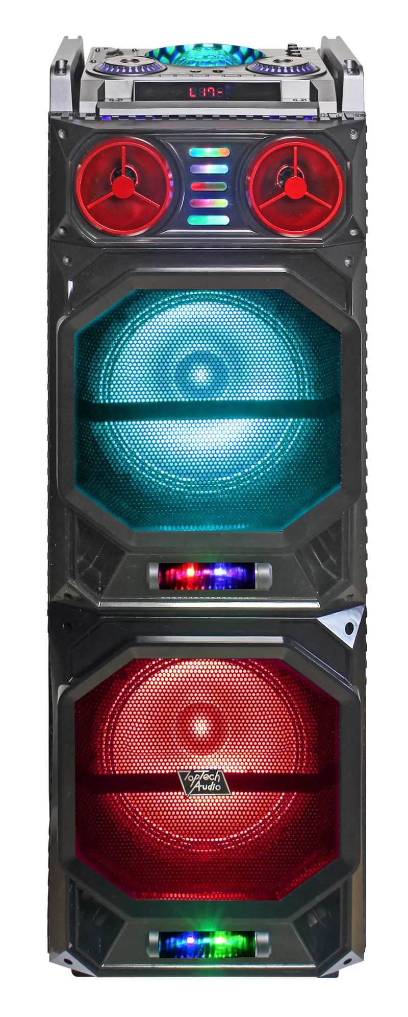 TOPTECH MAX-210 2 x 10-Inch Bluetooth Speakers with LED Lights and Disco Ball