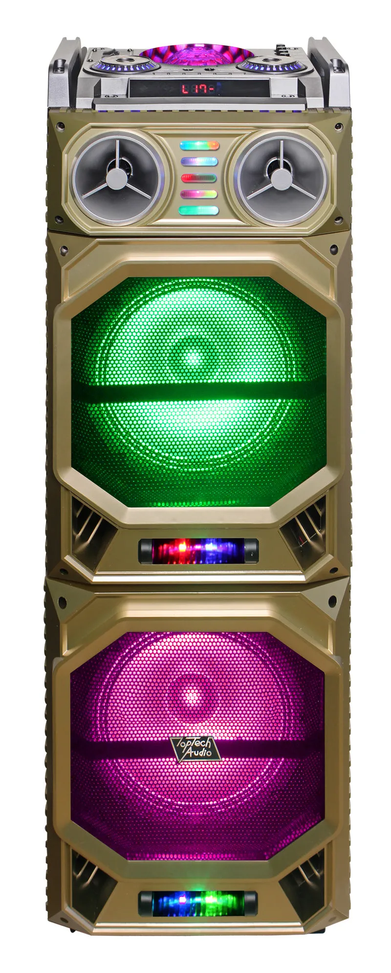 TOPTECH MAX-210 2 x 10-Inch Bluetooth Speakers with LED Lights and Disco Ball