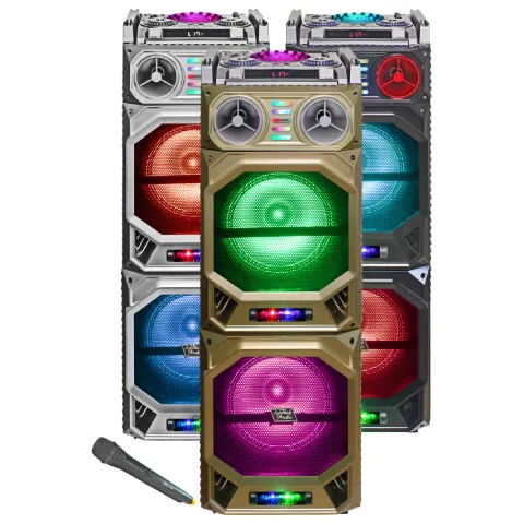 TOPTECH MAX-210 2 x 10-Inch Bluetooth Speakers with LED Lights and Disco Ball
