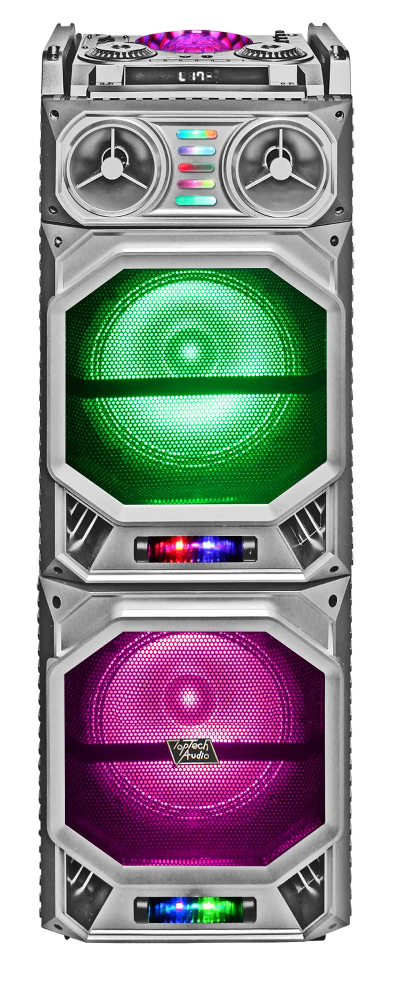 TOPTECH MAX-210 2 x 10-Inch Bluetooth Speakers with LED Lights and Disco Ball
