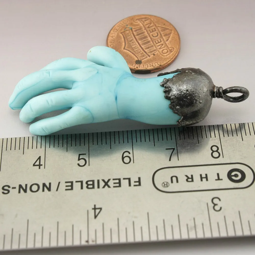 Turquoise Blue Sculptural Matte Hand Focal with Copper Electroforming