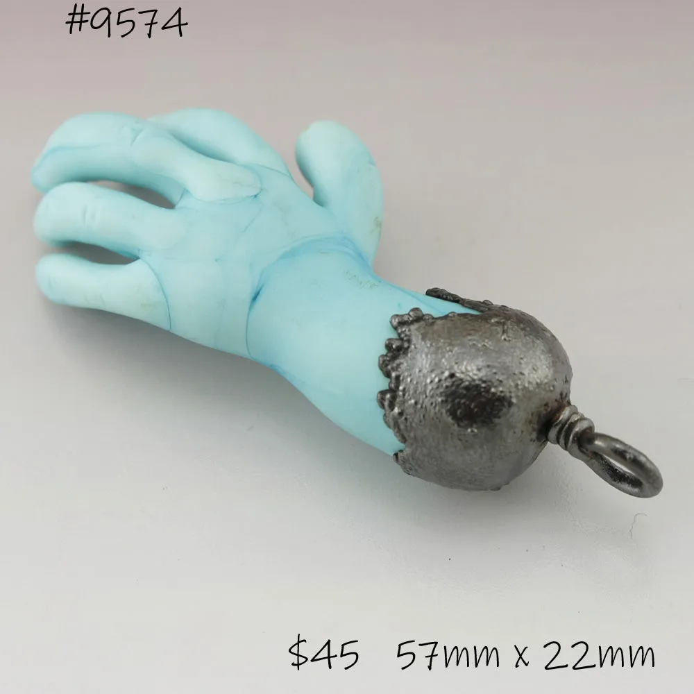 Turquoise Blue Sculptural Matte Hand Focal with Copper Electroforming