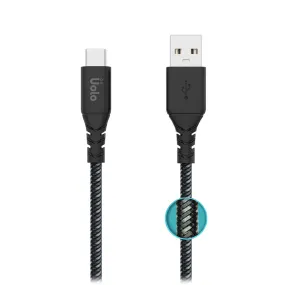 Uolo Link 2m Braided USB C to USB A 3.0 Charge & Sync Cable, Black