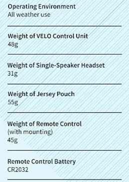 VELO - Casual Racer w/Jersey Pouch (S-series) : Cycling Intercom for Communication