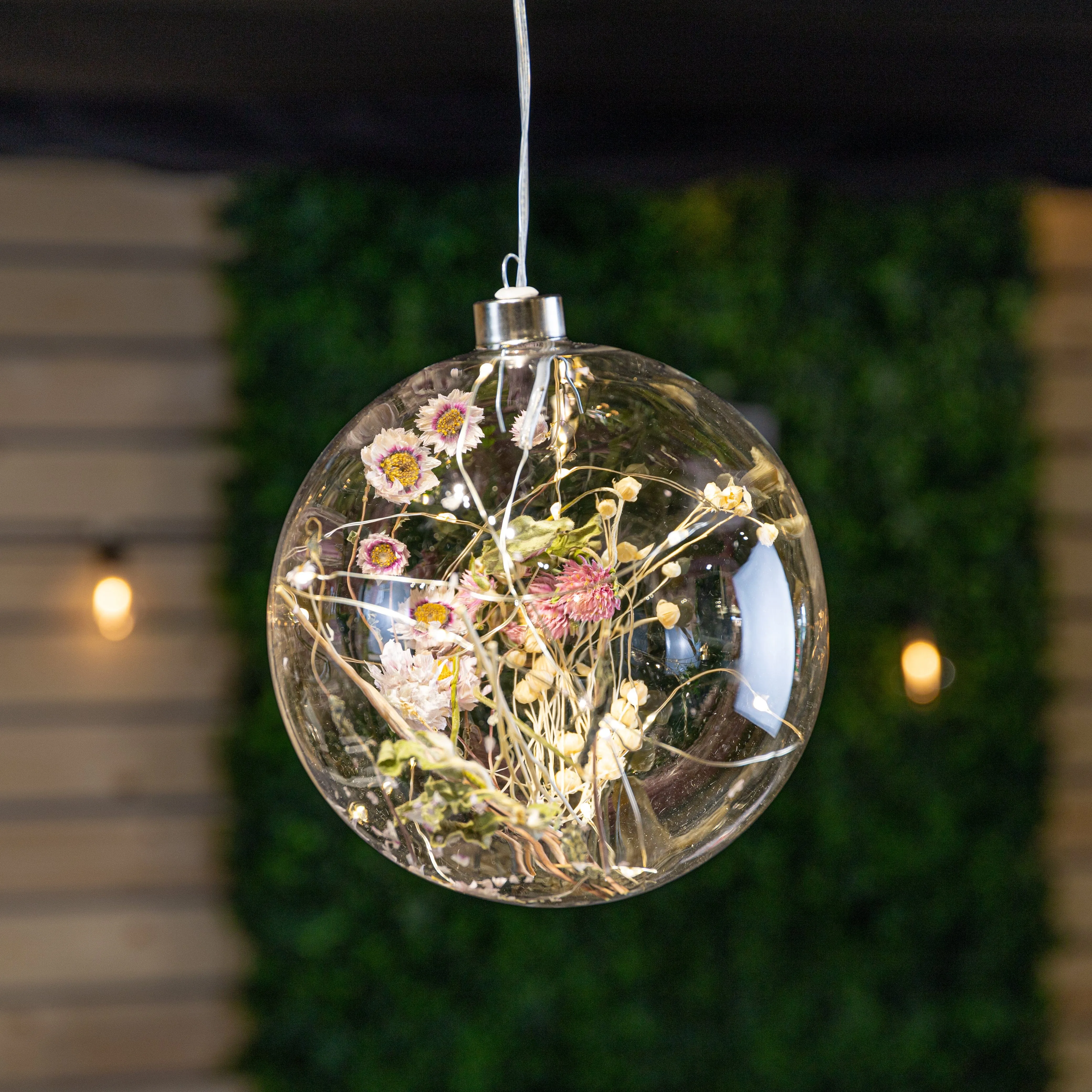 Warm White Translucent Micro LED Glass Bauble - 14cm