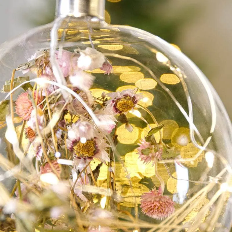 Warm White Translucent Micro LED Glass Bauble - 14cm