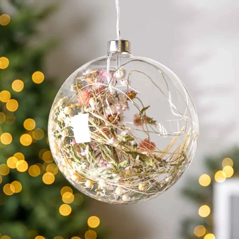 Warm White Translucent Micro LED Glass Bauble - 14cm